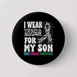 Mens I Wear Zebra For My Son Rare Disease Awarenes 6 Cm Round Badge