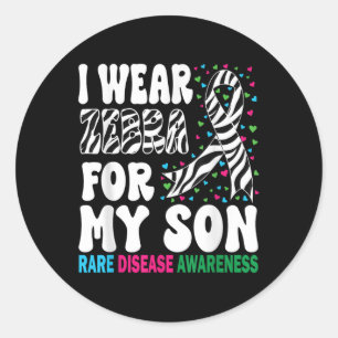 Mens I Wear Zebra For My Son Rare Disease Awarenes Classic Round Sticker