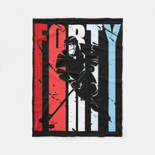 Mens Ice Hockey 40th Birthday Player Motivational Fleece Blanket