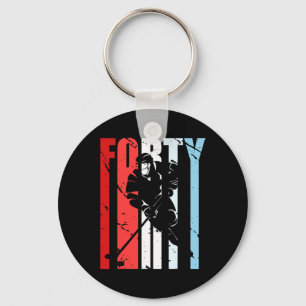 Mens Ice Hockey 40th Birthday Player Motivational Key Ring