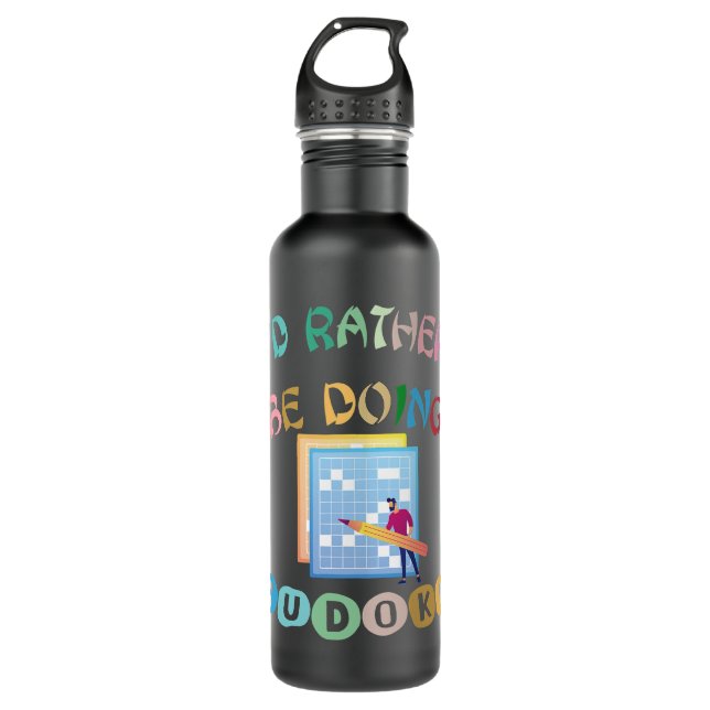 Mens Id Rather Be Doing Sudoku Puzzles 710 Ml Water Bottle (Front)