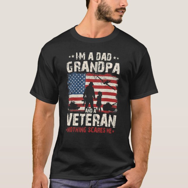 Mens I'm A Dad Grandpa And A Veteran Father's Day  T-Shirt (Front)