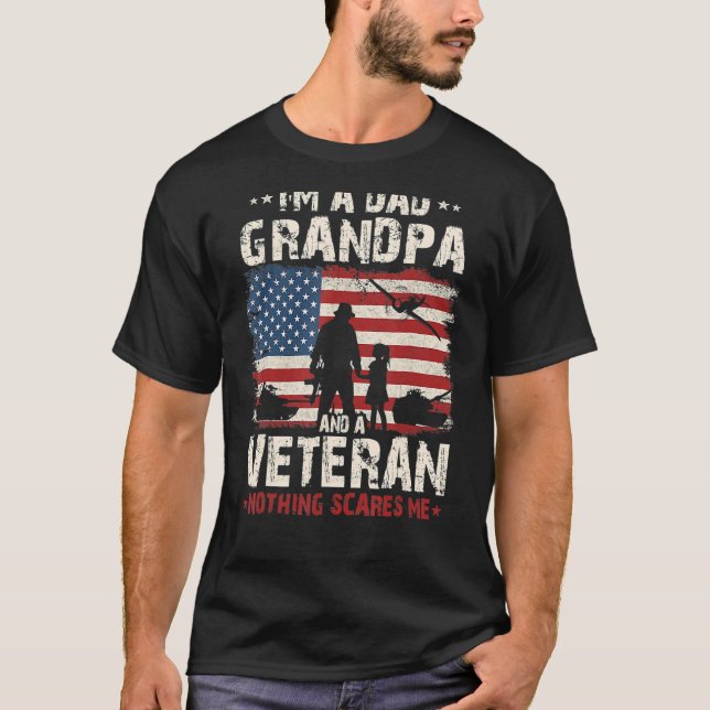 Mens I'm A Dad Grandpa And A Veteran Father's Day  T-Shirt (Front)