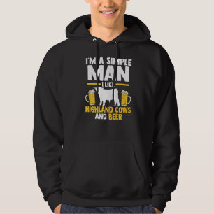 Mens I'm A Simple Man I Like Highland Cows And Bee Hoodie