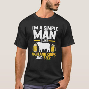 Mens I'm A Simple Man I Like Highland Cows And Bee T-Shirt