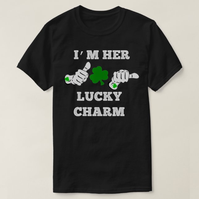 Mens Im Her Lucky Charm St Patricks Day Couples s  T-Shirt (Design Front)