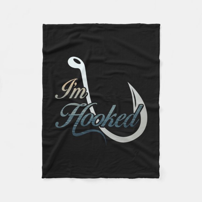 Mens i'm hooked fishing for fishermen performance  fleece blanket (Front)