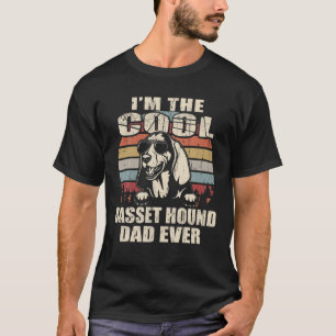 Mens I'm The Cool Basset Hound Dad Ever Vintage Re T-Shirt