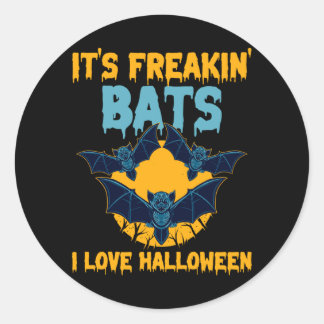 Mens In Bats Love Halloween Full Moon Spooky Bat Classic Round Sticker