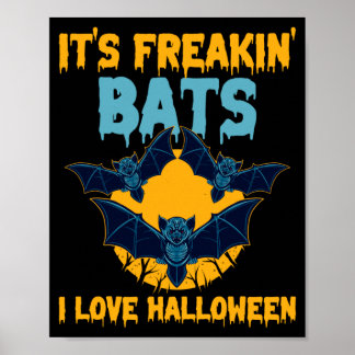Mens In Bats Love Halloween Full Moon Spooky Bat Poster