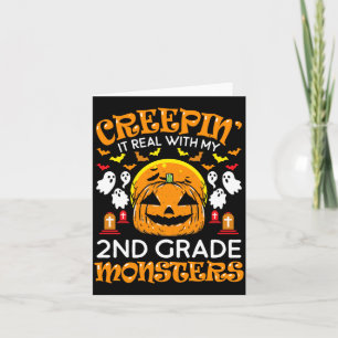 Mens In Real With 2nd Grade Monsters Halloween Card