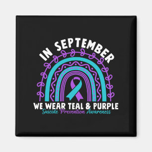 Mens In September Wear Teal Purple Ribbon Suicide Magnet