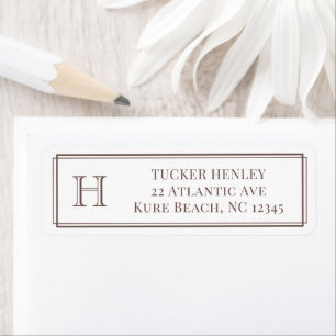Men's Initial Dark Brown Office Stationery Return Address Label
