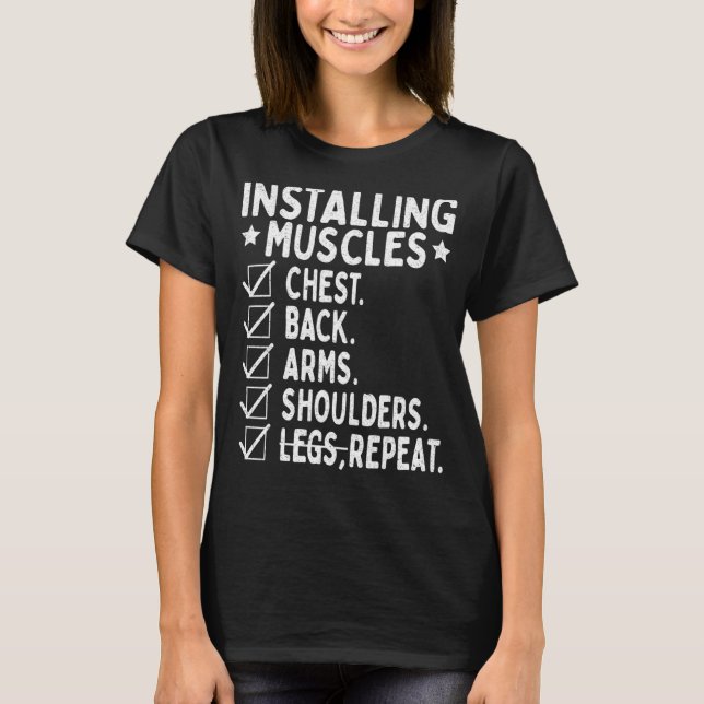 Mens Installing Muscles  Workout Program Design T-Shirt (Front)