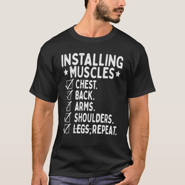 Mens Installing Muscles  Workout Program Design T-Shirt (Front)