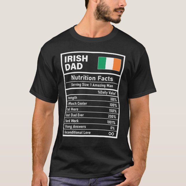 Mens Irish Dad Nutrition Facts Father's Day Nation T-Shirt (Front)