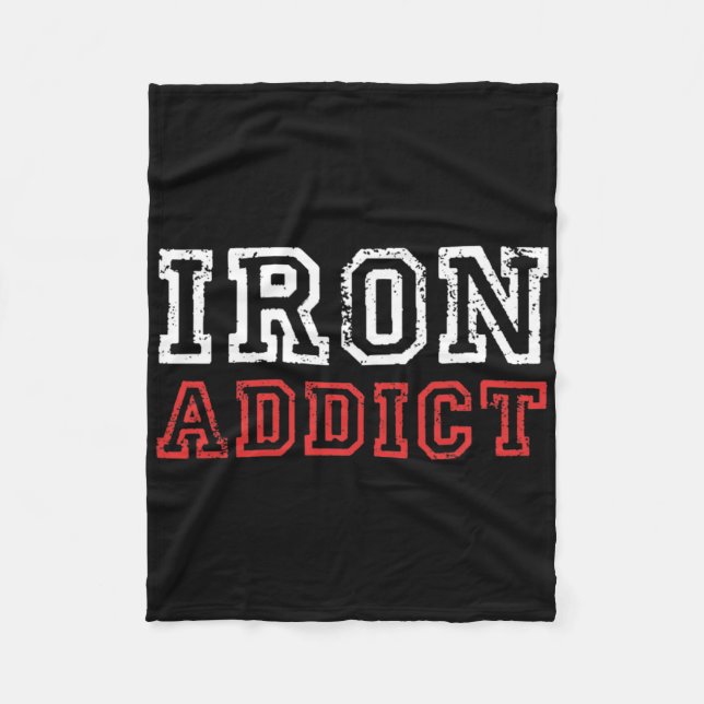 Mens Iron Addict Gym Workout Fitness Bodybuilding  Fleece Blanket (Front)