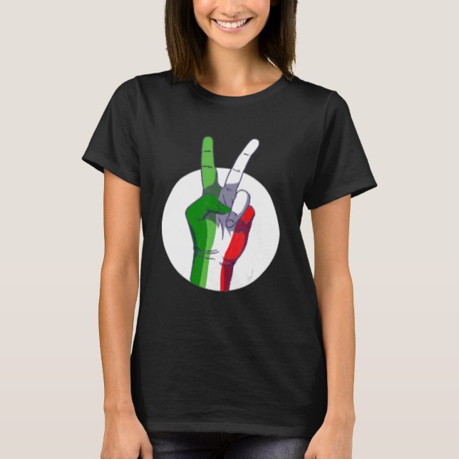 Mens Italian Flag peace sign  Victory Sign Nationa T-Shirt (Front)