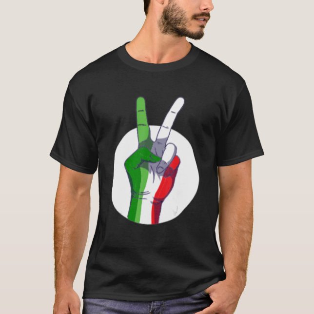 Mens Italian Flag peace sign  Victory Sign Nationa T-Shirt (Front)
