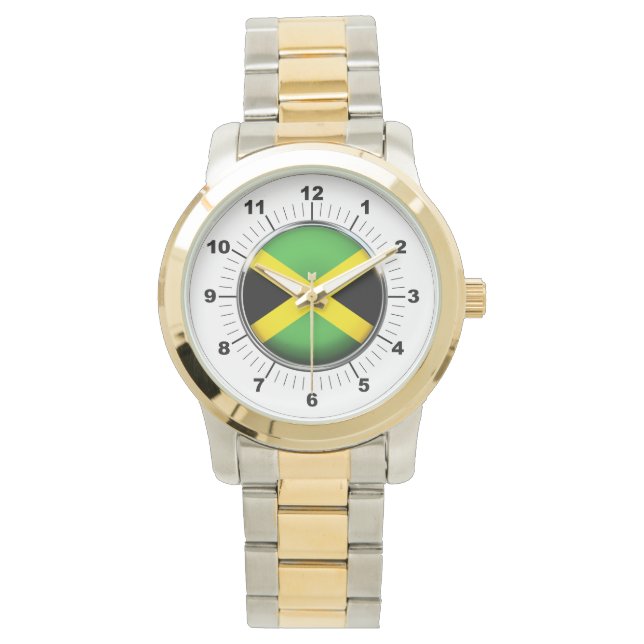 Men's Jamaica Flag Oversized Two-Tone Watch (Front)