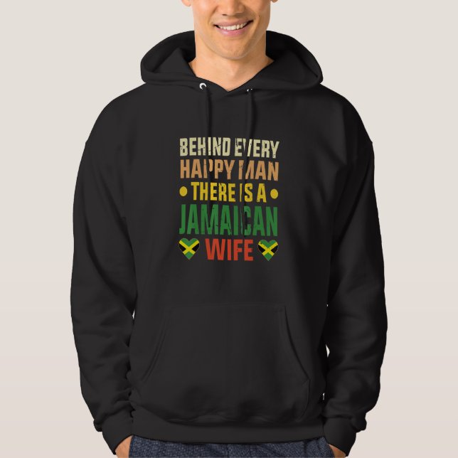 Mens Jamaican wife Husband Man Jamaica flag Marrie Hoodie (Front)