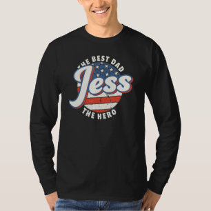 Mens Jess Best Dad Hero US Flag Personalised Fathe T-Shirt