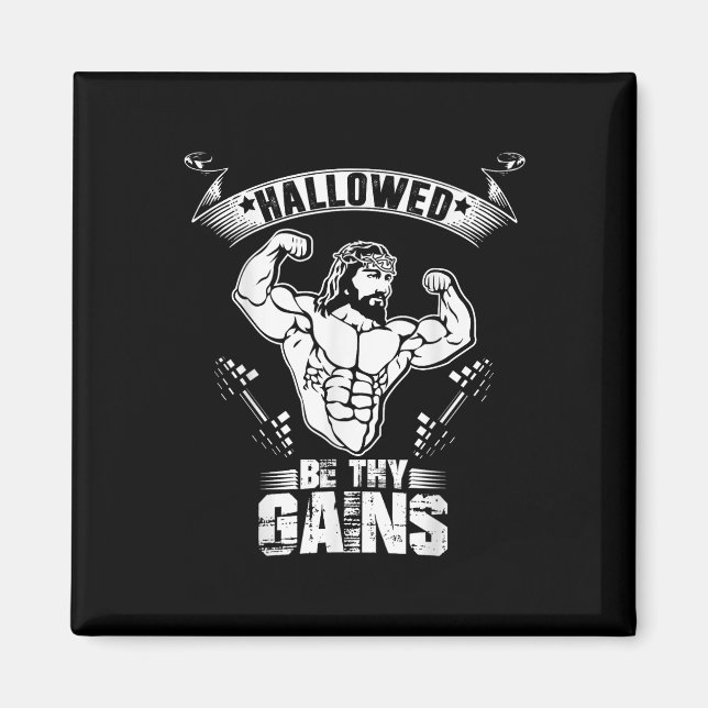Mens Jesus Bodybuilding T Shirt - Funny Jesus Weig Magnet (Front)