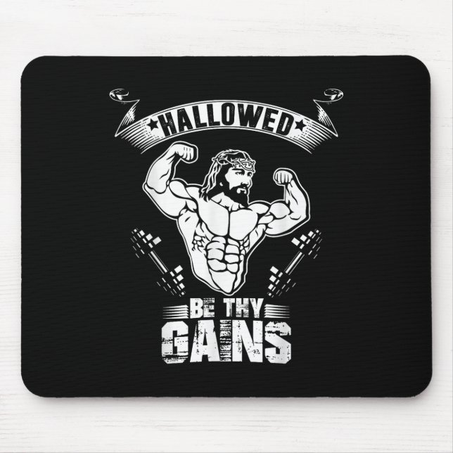 Mens Jesus Bodybuilding T Shirt - Funny Jesus Weig Mouse Pad (Front)