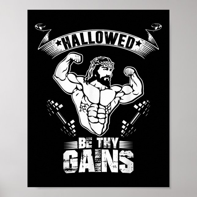 Mens Jesus Bodybuilding T Shirt - Funny Jesus Weig Poster (Front)