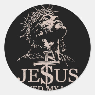 Men's jesus christ saved life christian grave classic round sticker
