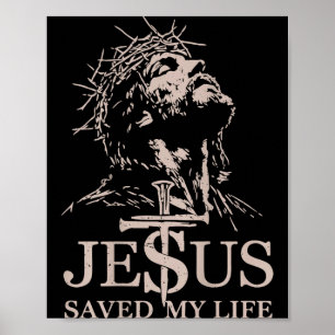 Men's jesus christ saved life christian grave poster