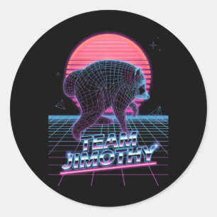 Mens Jimothy Racoon Funny Trash Panda Team Classic Round Sticker