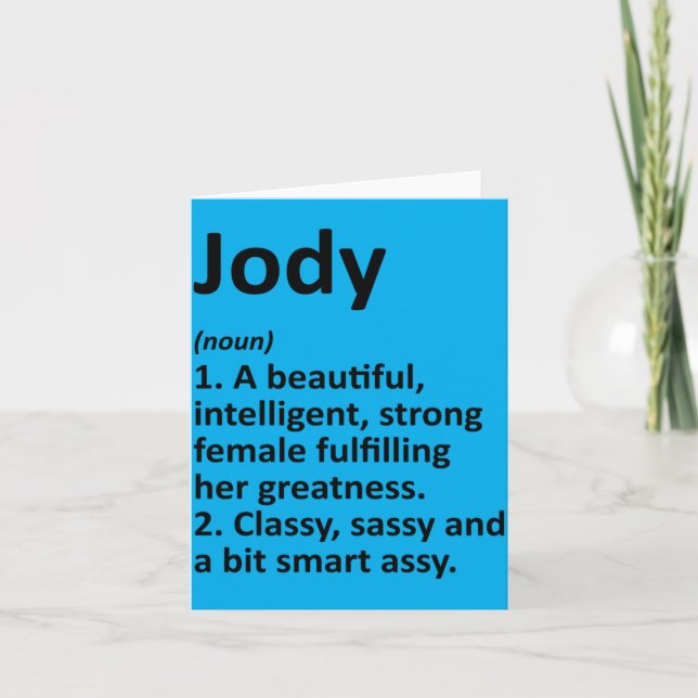 Mens Jody Definition Personalised Name Funny Card (Front)