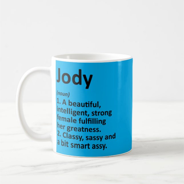 Mens Jody Definition Personalised Name Funny Coffee Mug (Left)
