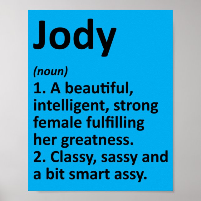 Mens Jody Definition Personalised Name Funny Poster (Front)