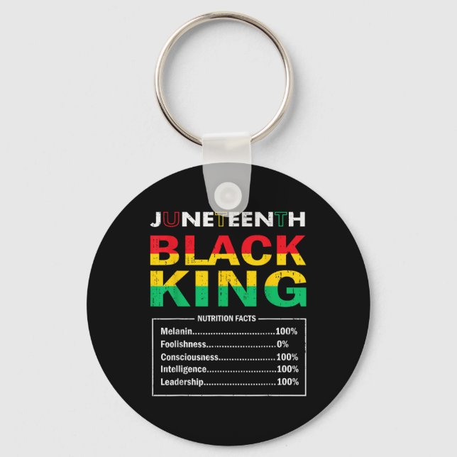 Mens Juneteenth Black African King Nutritional Fac Key Ring (Front)