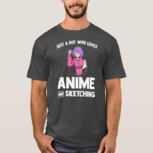 Mens just a boy who loves anime and sketching T-Shirt (Front)