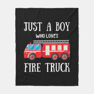 Mens Just A Boy Who Loves Fire Truck Fleece Blanket