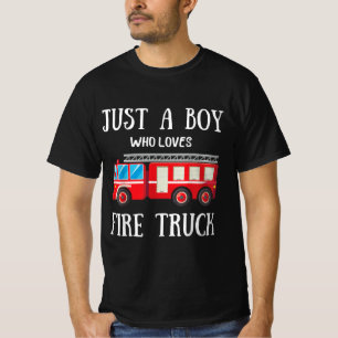 Mens Just A Boy Who Loves Fire Truck T-Shirt