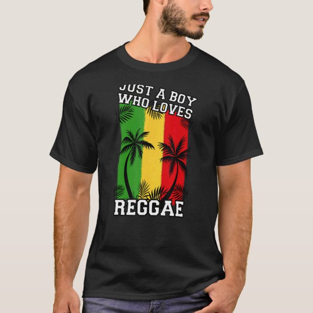 Mens Just A Boy Who Loves Reggae Jamaica Music Ras T-Shirt (Front)