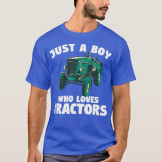 Mens Just A Boy Who Loves Tractors Funny Farm T-Shirt