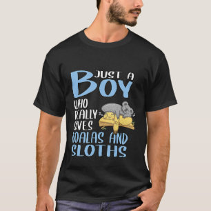 Mens Just A Boy Who Really Loves Koalas And Sloth T-Shirt