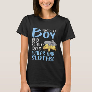 Mens Just A Boy Who Really Loves Koalas And Sloth T-Shirt