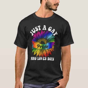 Mens JUST A GAY WHO LOVES BOYS Rainbow LGBT Flag G T-Shirt