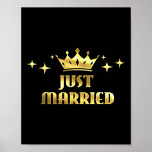 Mens Just Married Groom Squad Funny Wedding Party Poster
