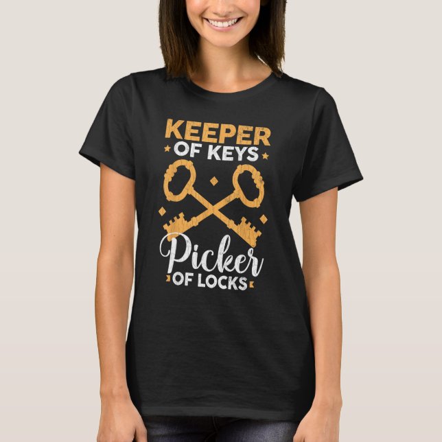 Mens Keeper Of Keys Picker Of Lock Locksmith Lock  T-Shirt (Front)