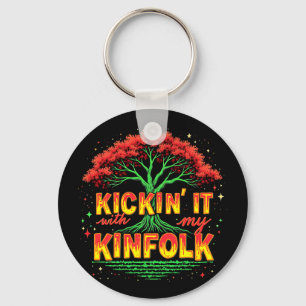 Mens kickin' with kinfolk funny family reunion key ring