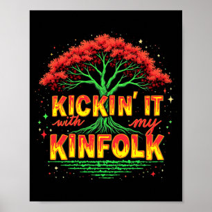 Mens kickin' with kinfolk funny family reunion poster
