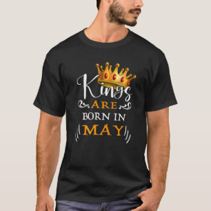 Mens Kings Are Born In May Birthday 2 T-Shirt