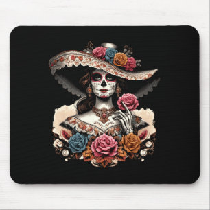 Mens La Catrina Colorful Skull Mexican Dia De Los Mouse Pad